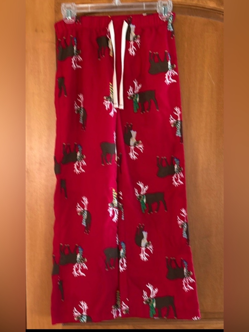 GapKids Holiday Moose Fleece Christmas Pajama Pants Red Green Size 10